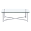 Pemberly Row Tempered Glass Top Metal Base Cocktail Coffee Table in Chrome