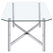Pemberly Row Tempered Glass Top Metal Base Cocktail Coffee Table in Chrome