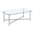 Pemberly Row Tempered Glass Top Metal Base Cocktail Coffee Table in Chrome