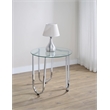 Pemberly Row Tempered Glass Top Metal Frame End Side Table in Chrome