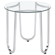 Pemberly Row Tempered Glass Top Metal Frame End Side Table in Chrome