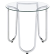 Pemberly Row Tempered Glass Top Metal Frame End Side Table in Chrome