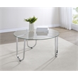 Pemberly Row Tempered Glass Top Metal Frame Cocktail Coffee Table in Chrome
