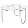 Pemberly Row Tempered Glass Top Metal Frame Cocktail Coffee Table in Chrome