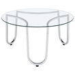 Pemberly Row Tempered Glass Top Metal Frame Cocktail Coffee Table in Chrome