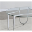 Pemberly Row Tempered Glass Top Metal Frame Cocktail Coffee Table in Chrome