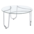 Pemberly Row Tempered Glass Top Metal Frame Cocktail Coffee Table in Chrome