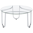 Pemberly Row 2-Piece Tempered Glass Metal Frame Coffee Table Set in Chrome
