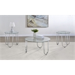 Pemberly Row 3-Piece Tempered Glass Metal Frame Coffee Table Set in Chrome