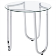 Pemberly Row 3-Piece Tempered Glass Metal Frame Coffee Table Set in Chrome