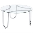Pemberly Row 3-Piece Tempered Glass Metal Frame Coffee Table Set in Chrome