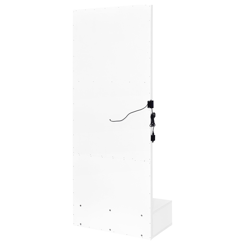 Pemberly Row 1-Drawer Lighted Full-Length Floor Mirror in White High Gloss
