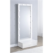 Pemberly Row 1-Drawer Lighted Full-Length Floor Mirror in White High Gloss