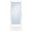 Pemberly Row 1-Drawer Lighted Full-Length Floor Mirror in White High Gloss