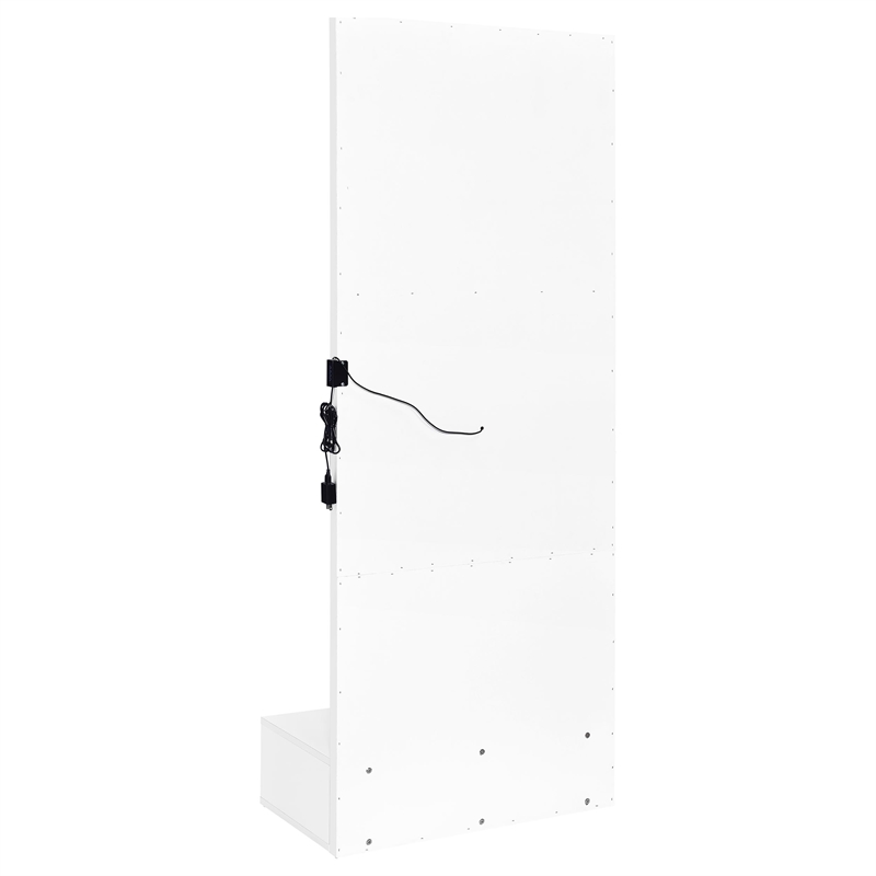 Pemberly Row 1-Drawer Lighted Full-Length Floor Mirror in White High Gloss