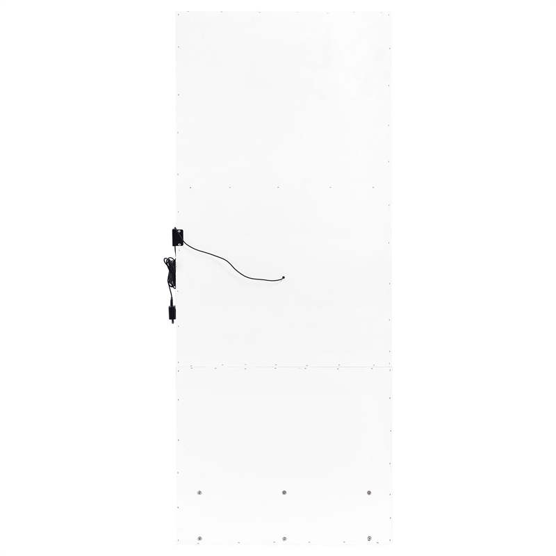 Pemberly Row 1-Drawer Lighted Full-Length Floor Mirror in White High Gloss