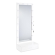 Pemberly Row 1-Drawer Lighted Full-Length Floor Mirror in White High Gloss