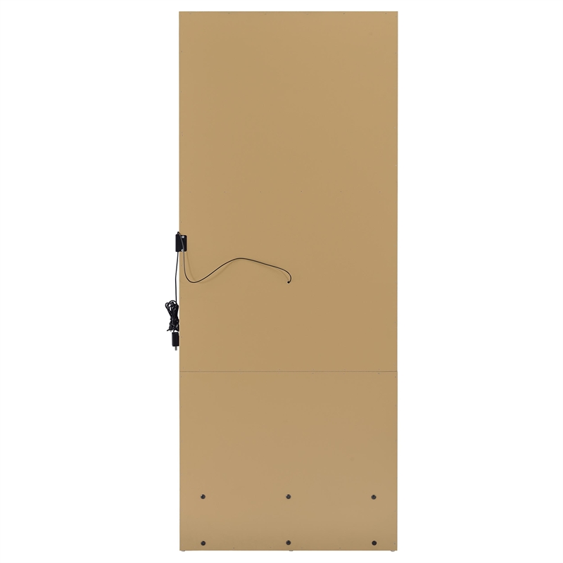 Pemberly Row 1-Drawer Lighted Full-Length Floor Glass Mirror in Brown