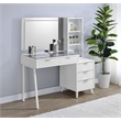 Pemberly Row 5-Drawer Makeup Vanity With LED Mirror in White High Gloss