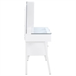 Pemberly Row 5-Drawer Makeup Vanity With LED Mirror in White High Gloss