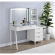 Pemberly Row 5-Drawer Makeup Vanity With LED Mirror in White High Gloss