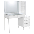 Pemberly Row 5-Drawer Makeup Vanity With LED Mirror in White High Gloss