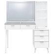 Pemberly Row 5-Drawer Makeup Vanity With LED Mirror in White High Gloss