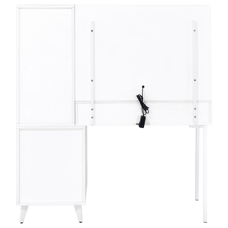 Pemberly Row 5-Drawer Makeup Vanity With LED Mirror in White High Gloss