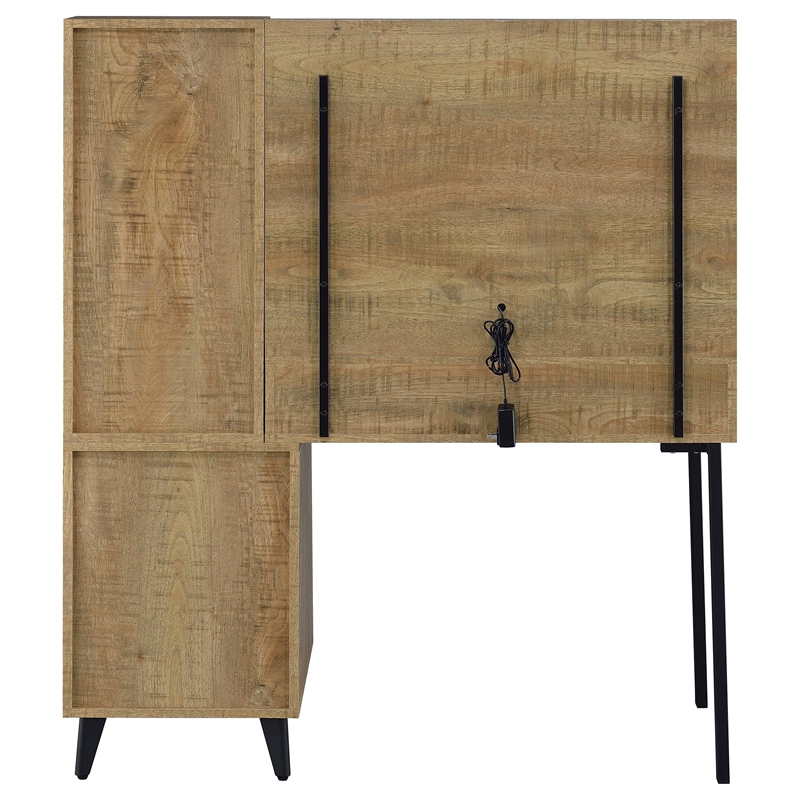Pemberly Row 5-Drawer Makeup Vanity Table With LED Mirror in Brown