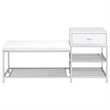 Pemberly Row 1-Drawer Shoe Storage Bench in White High Gloss and Chrome