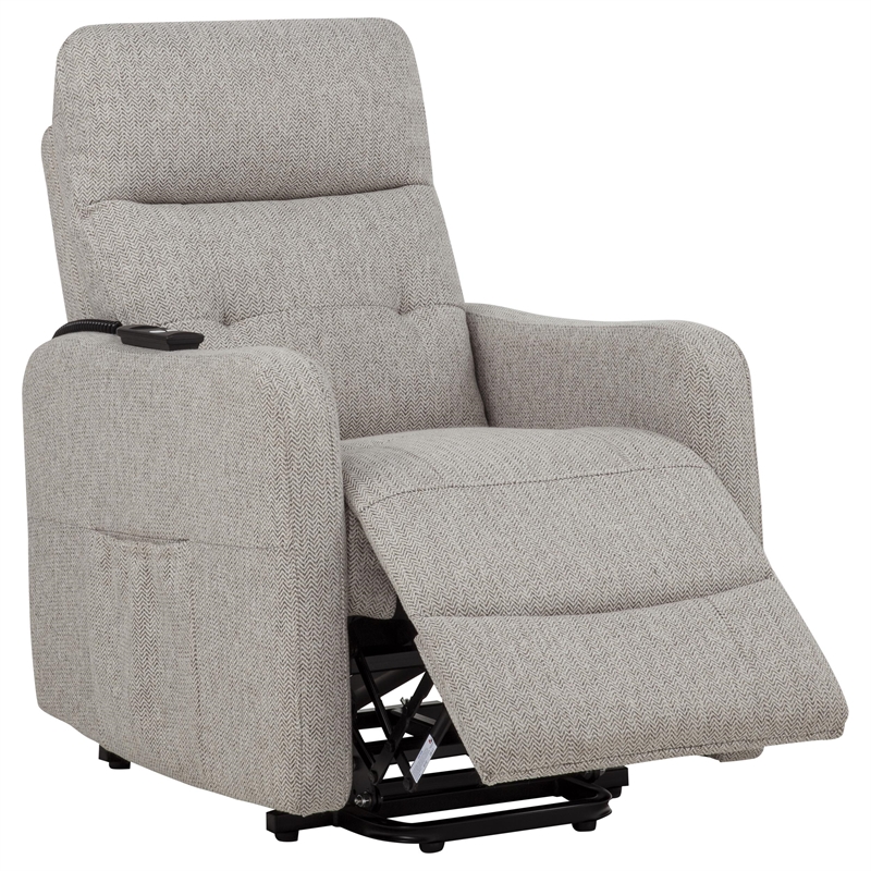 Pemberly Row Upholstered Fabric Power Lift Recliner Chair in Taupe