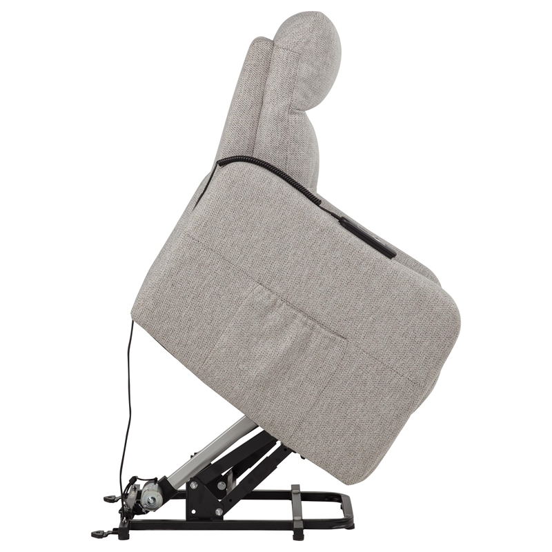 Pemberly Row Upholstered Fabric Power Lift Recliner Chair in Taupe
