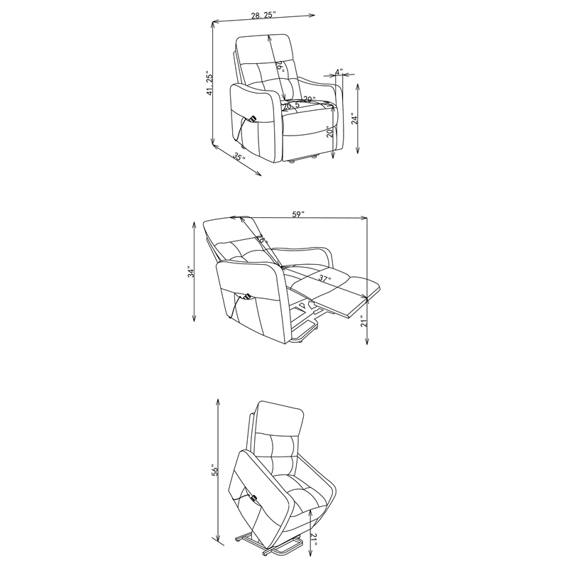 Pemberly Row Upholstered Fabric Power Lift Recliner Chair in Taupe