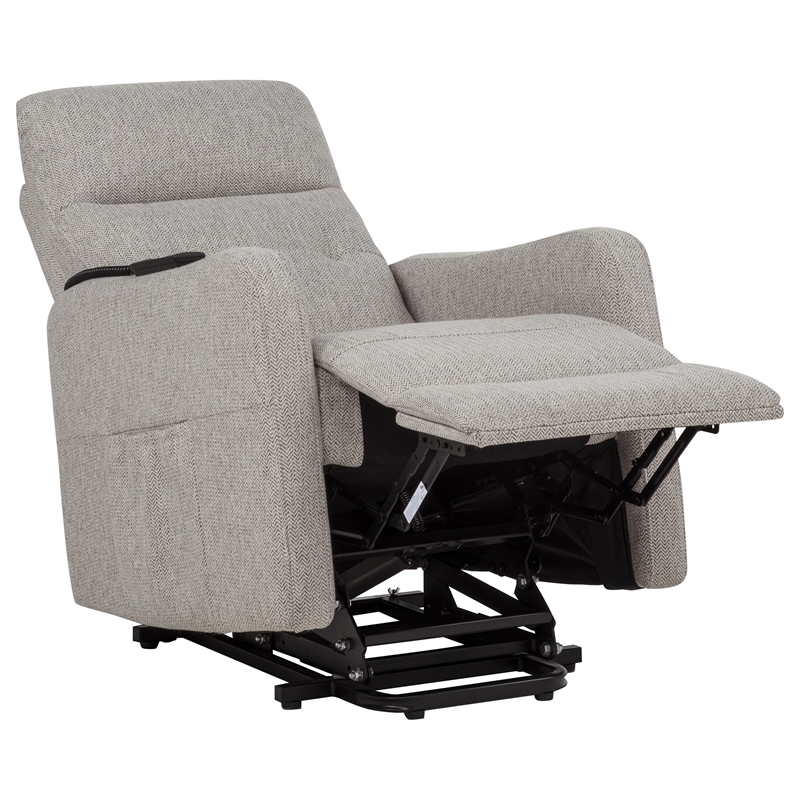 Pemberly Row Upholstered Fabric Power Lift Recliner Chair in Taupe