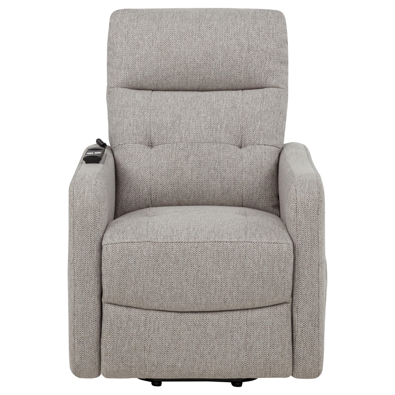 Pemberly Row Upholstered Fabric Power Lift Recliner Chair in Taupe