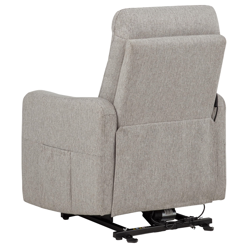 Pemberly Row Upholstered Fabric Power Lift Recliner Chair in Taupe
