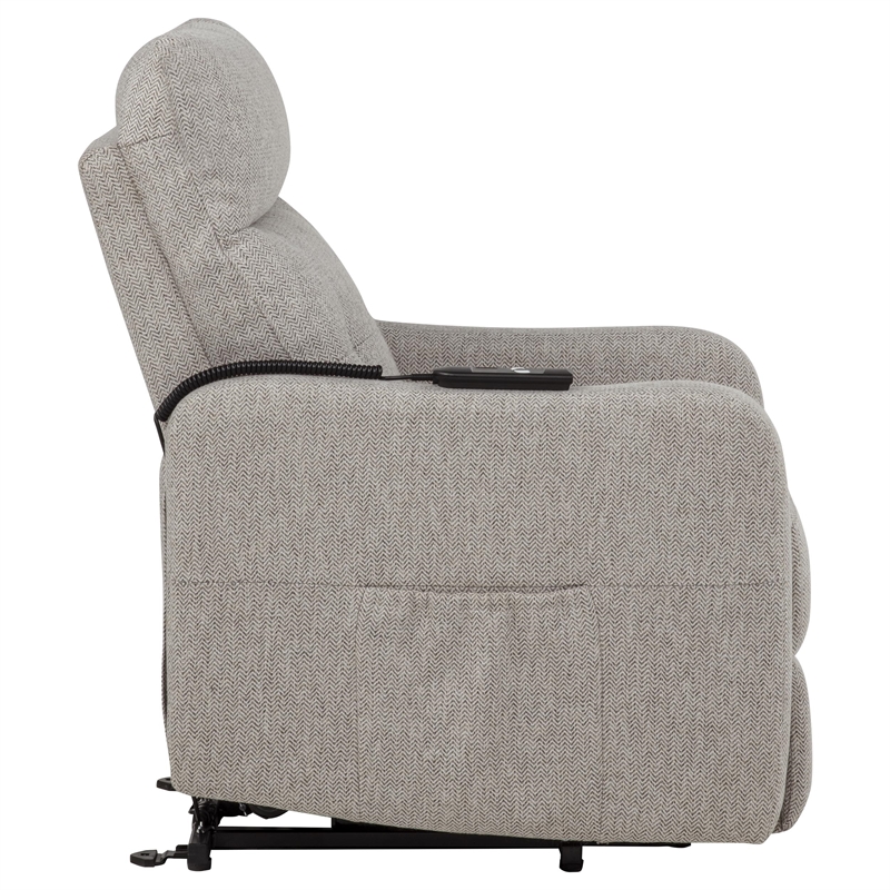 Pemberly Row Upholstered Fabric Power Lift Recliner Chair in Taupe