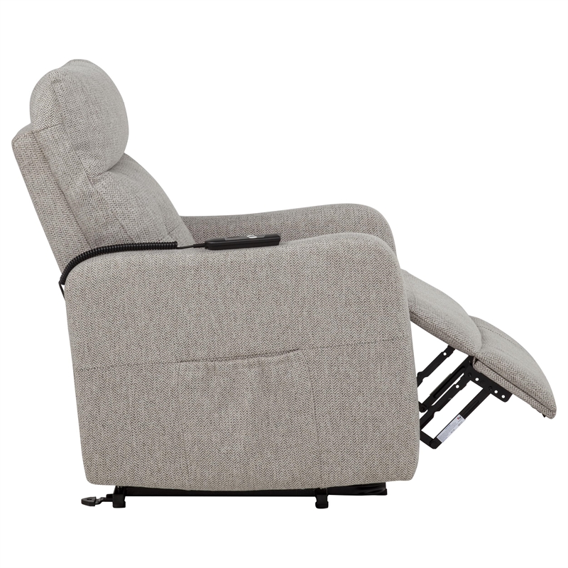 Pemberly Row Upholstered Fabric Power Lift Recliner Chair in Taupe
