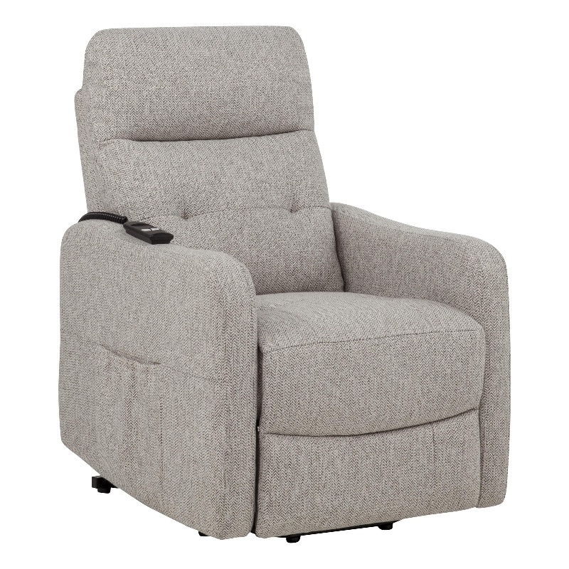 Pemberly Row Upholstered Fabric Power Lift Recliner Chair in Taupe