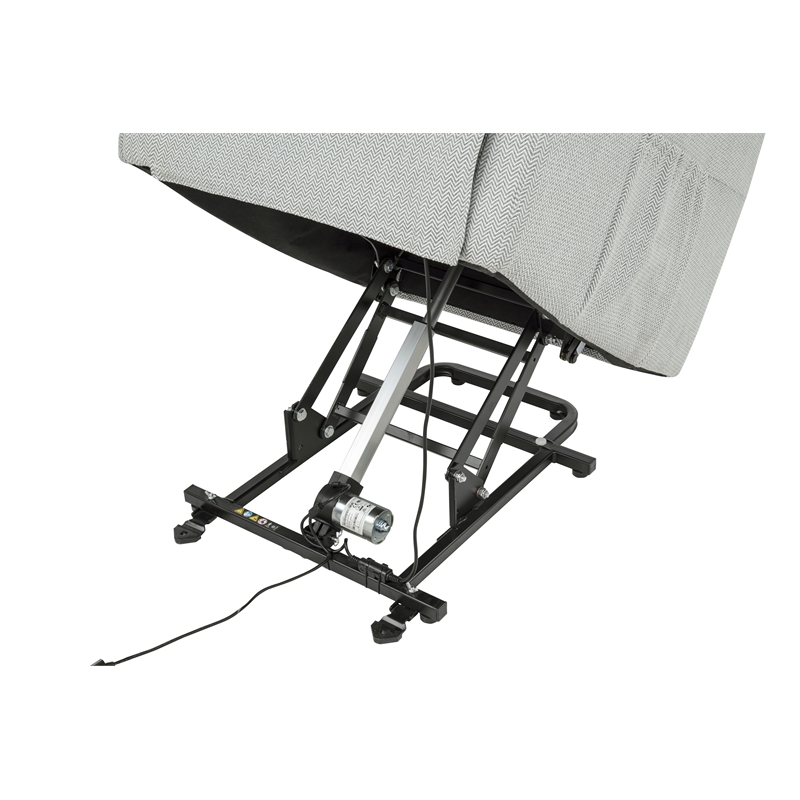 Pemberly Row Upholstered Fabric Power Lift Recliner Chair in Light Gray