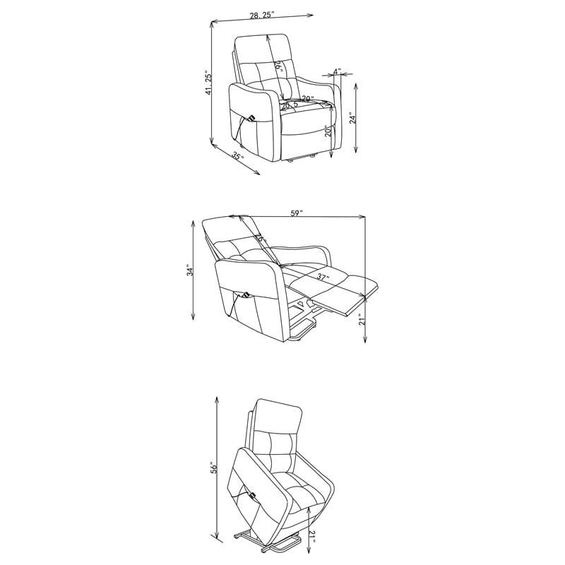 Pemberly Row Upholstered Fabric Power Lift Recliner Chair in Light Gray