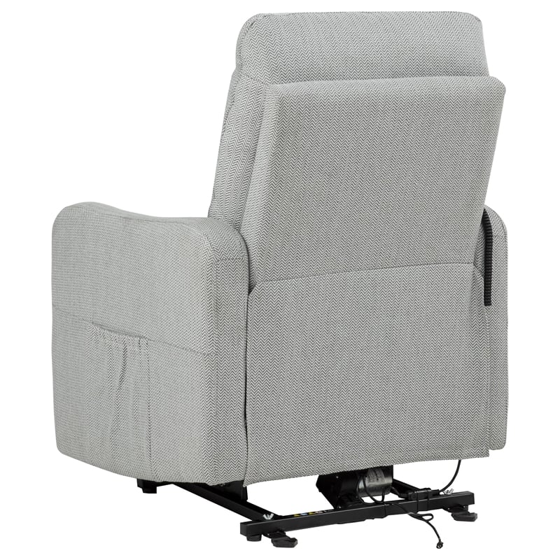 Pemberly Row Upholstered Fabric Power Lift Recliner Chair in Light Gray