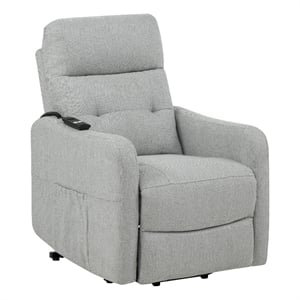 Pemberly Row Upholstered Fabric Power Lift Recliner Chair in Light Gray