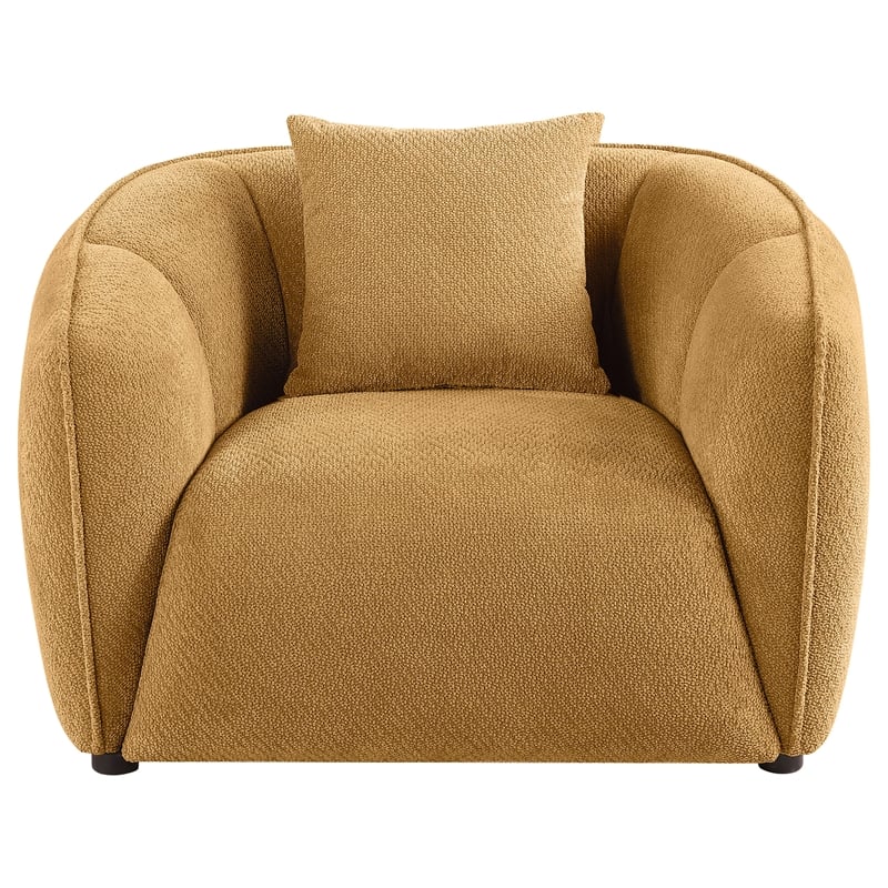 Pemberly Row Contemporary Fabric Upholstered Accent Chair in Mustard Yellow