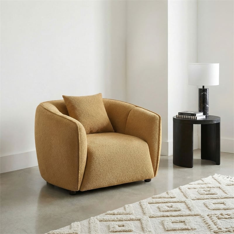 Pemberly Row Contemporary Fabric Upholstered Accent Chair in Mustard Yellow