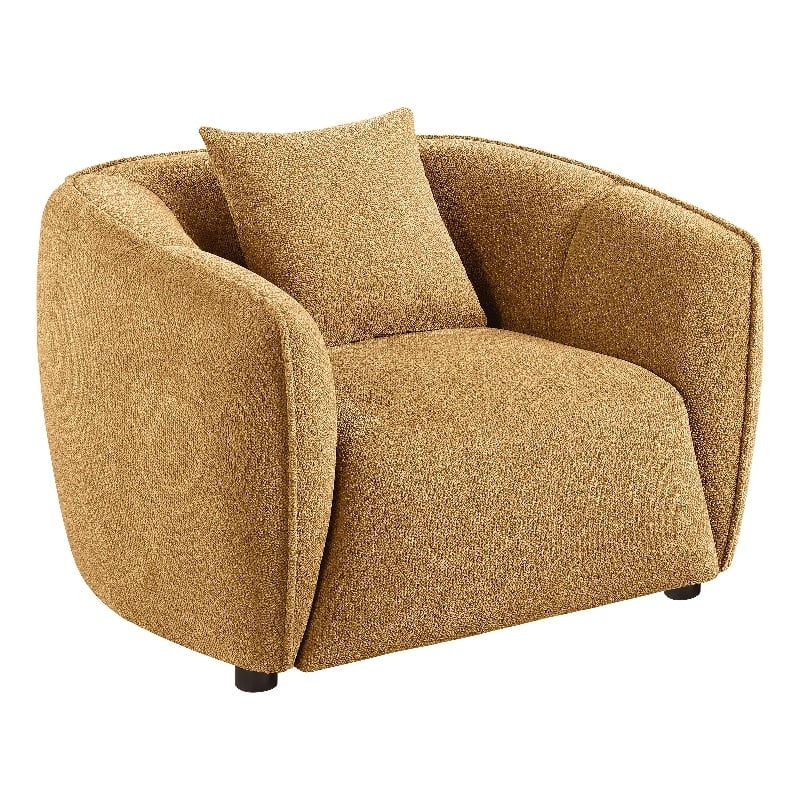 Pemberly Row Contemporary Fabric Upholstered Accent Chair in Mustard Yellow