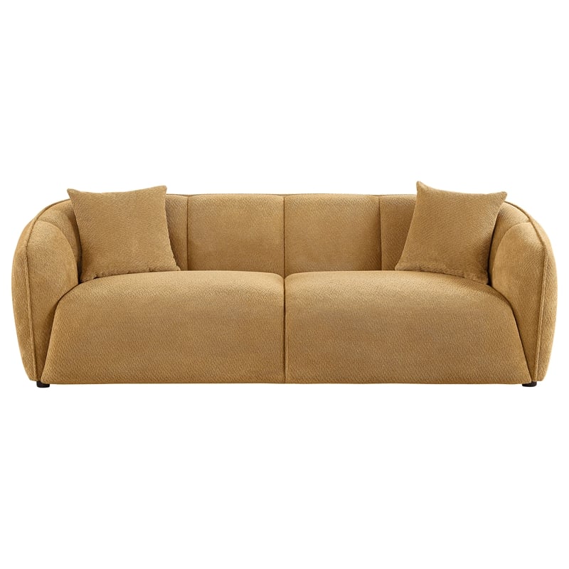 Pemberly Row Contemporary Fabric Upholstered Sofa in Mustard Yellow