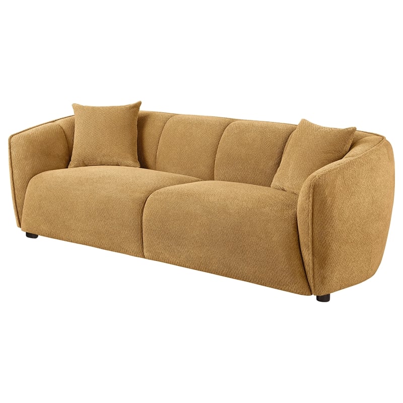 Pemberly Row Contemporary Fabric Upholstered Sofa in Mustard Yellow