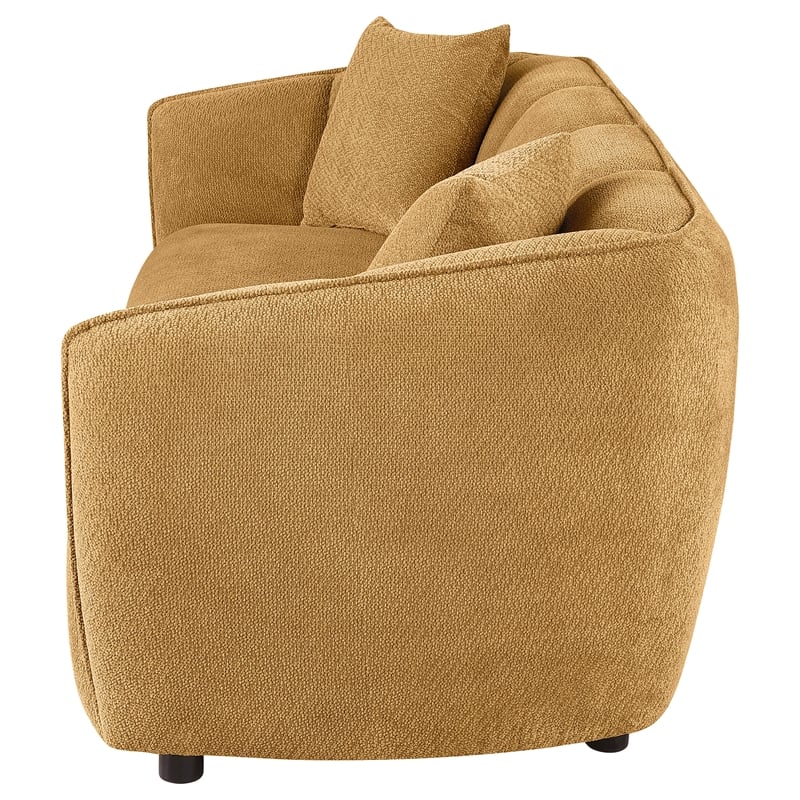 Pemberly Row Contemporary Fabric Upholstered Sofa in Mustard Yellow