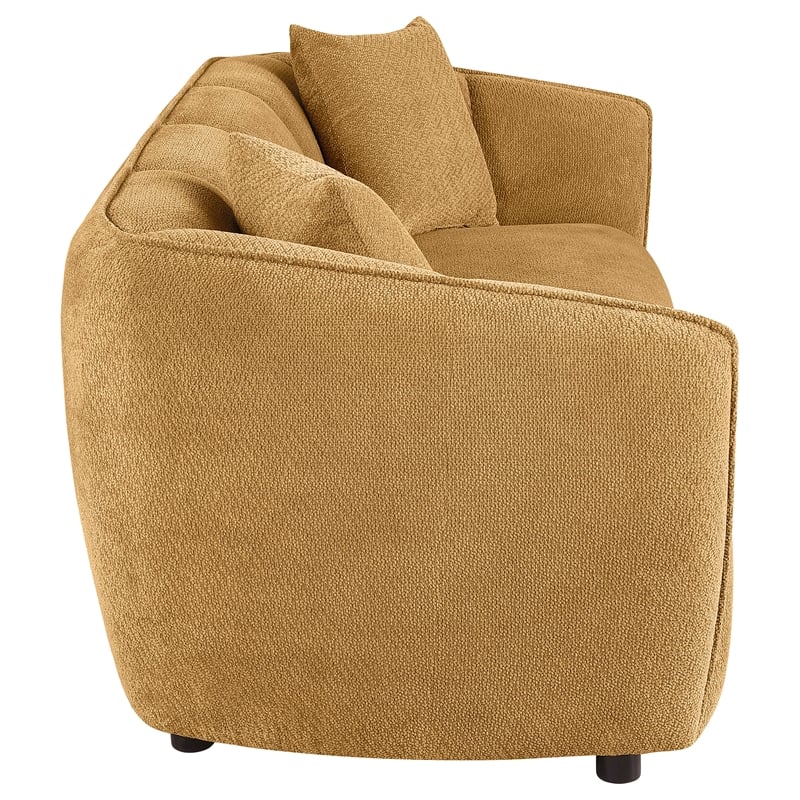 Pemberly Row Contemporary Fabric Upholstered Sofa in Mustard Yellow